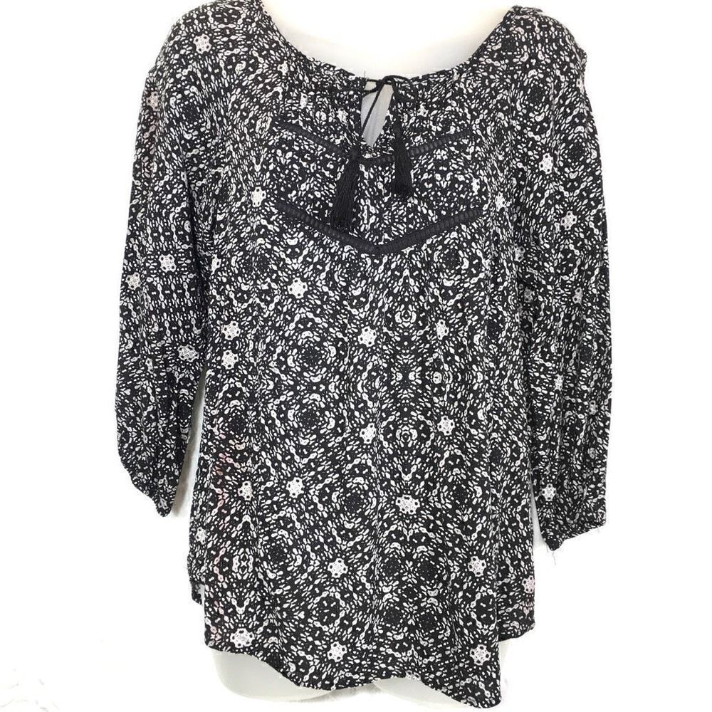 Mossimo Supply Co. Women's 3/4 Sleeves Crinkled Design Peasant Top Size S/P